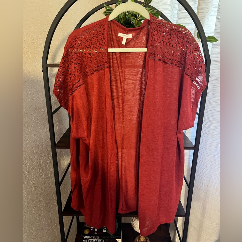 Maurices Red Lace Detail Blouse